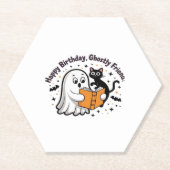 Happy Birthday Ghost Cat PNG - Spooky Niedlich Cla Untersetzer (Vorderseite)