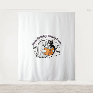 Happy Birthday Ghost Cat PNG - Spooky Niedlich Cla Wandteppich
