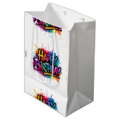Happy Birthday Gift Bag Design Mittlere Geschenktüte (Vorderseite Schrägansicht)