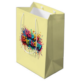 Happy Birthday Gift Bag Design Mittlere Geschenktüte