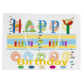 Happy Birthday Gift Bag EyeGlasses Große Geschenktüte (Rückseite)