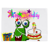 Happy Birthday Gift Bag Monster Große Geschenktüte (Rückseite)