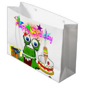 Happy Birthday Gift Bag Monster Große Geschenktüte (Vorderseite Schrägansicht)