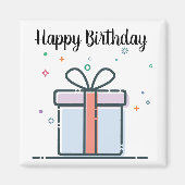 Happy Birthday Gift Square Magnet (Vorne)