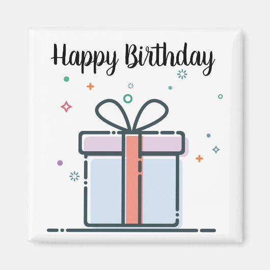 Happy Birthday Gift Square Magnet (Vorne)