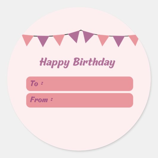 Happy Birthday Gift Tag Sticker (Vorderseite)