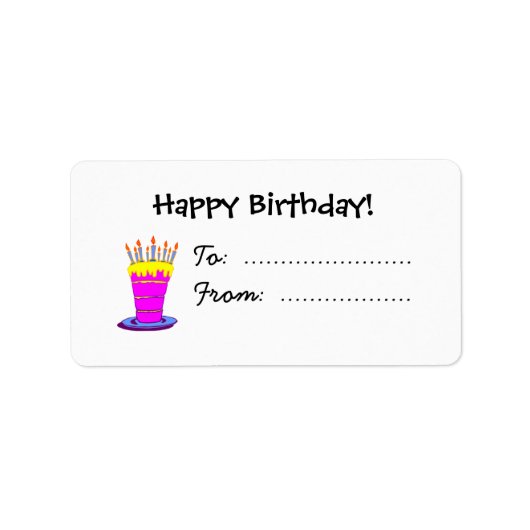 Happy Birthday Gigant Pink Cake Custom Labels Adressaufkleber (Vorne)