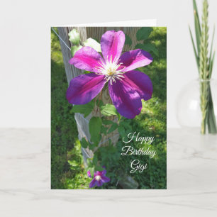 Happy Birthday Gigi Lila Blume Clematis Karte