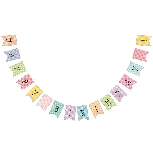 Happy Birthday Gingham Rainbow Bunting Flags Wimpelkette (Alle)