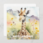 Happy Birthday Giraffe Flat Card (Vorne/Hinten)