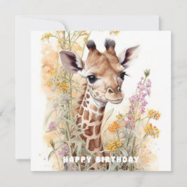 Happy Birthday Giraffe Flat Card