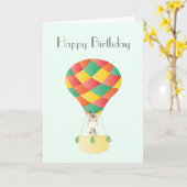 Happy Birthday Giraffe Hot Air Ballon Karte (Gelbe Blume)