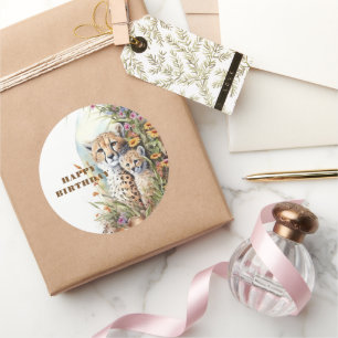 Happy Birthday Giraffe Runder Aufkleber