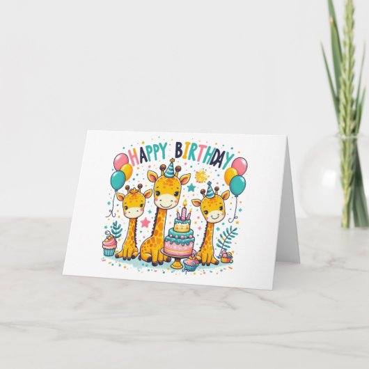 Happy Birthday Giraffen Karte (Vorderseite)