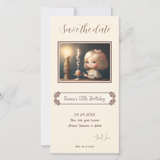 Happy Birthday Girl 01 Save The Date (Vorderseite)