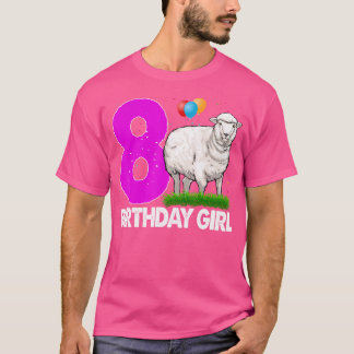 Happy Birthday Girl 8 White Sheep Furry Men T-Shirt