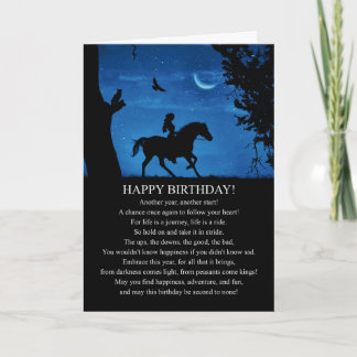 Happy Birthday Girl and Horse Genießen Sie den Rei Karte