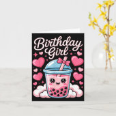 Happy Birthday Girl Cute Nk Bow Bubble Boba Tea An Karte (Gelbe Blume)