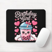 Happy Birthday Girl Cute Nk Bow Bubble Boba Tea An Mousepad (Mit Mouse)