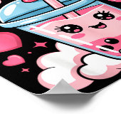 Happy Birthday Girl Cute Nk Bow Bubble Boba Tea An Poster (Ecke)