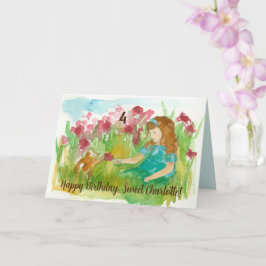 Happy Birthday Girl Kitten Custom Age Name Karte