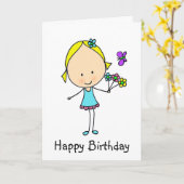 Happy Birthday Girl mit Blume Karte (Gelbe Blume)