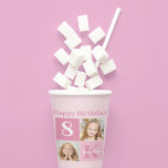 Happy Birthday Girl Niedlich Custom Foto Pink Part Pappbecher<br><div class="desc">Cool 2 Foto personalisierte Geburtstagszeitung Party Becher für ein kleines Mädchen oder Kleinkind. Feiern Sie den Geburtstag Ihres Kindes mit niedlichen Fotografien von ihnen auf diesem fügen Sie Ihre eigene Fotografie-Design mit bezaubernden hübschen rosa Quadrate. Geben Sie ihren Namen und ihr Alter ein.</div>