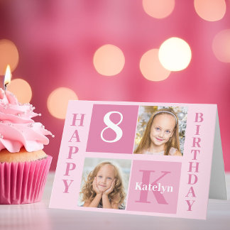 Happy Birthday Girl Niedlich Custom Pink Kids Karte
