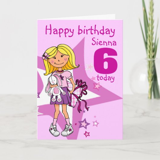 Happy Birthday Girl personalise age card Karte (Vorderseite)
