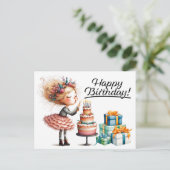 Happy Birthday Girl Postcard Postkarte (Stehend Vorderseite)