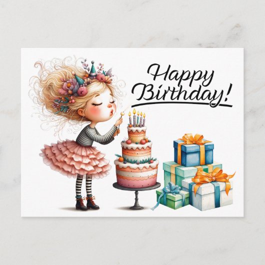 Happy Birthday Girl Postcard Postkarte (Vorderseite)