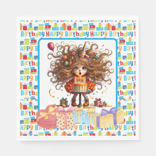 Happy Birthday Girl Serviette (Vorderseite)