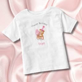 Happy Birthday Girl Teddy Bear Ice Creme Kleinkind T-shirt