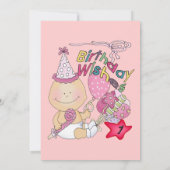 Happy Birthday Girl wünscht 1 Jahr alt Einladung (Rückseite)