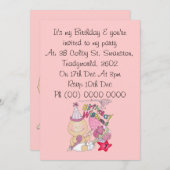 Happy Birthday Girl wünscht 1 Jahr alt Einladung (Vorne/Hinten)