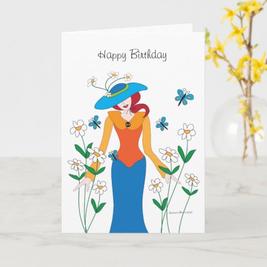 Happy Birthday Girlfriend Card Karte (Gelbe Blume)