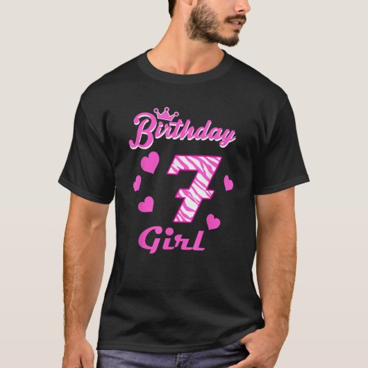 Happy Birthday Girls 7th Party 7 Years Old Bday T-Shirt (Vorderseite)