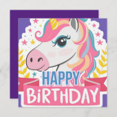 Happy Birthday Girls Bday Unicorn Individuelle Nam (Vorne/Hinten)
