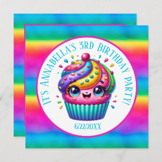 Happy Birthday Girls cupcake Party Name Datum hinz Einladung