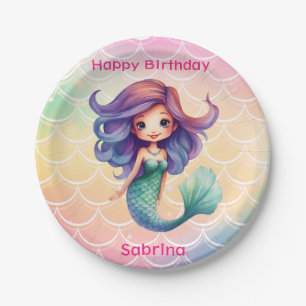 Happy Birthday Girl's Meerjungfrau Pappteller
