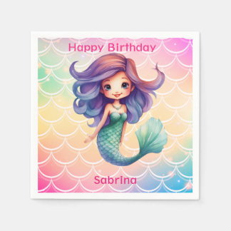 Happy Birthday Girl's Meerjungfrau Serviette