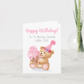 Happy Birthday Girl's Teddy Bären Ice Cream Karte (Vorderseite)