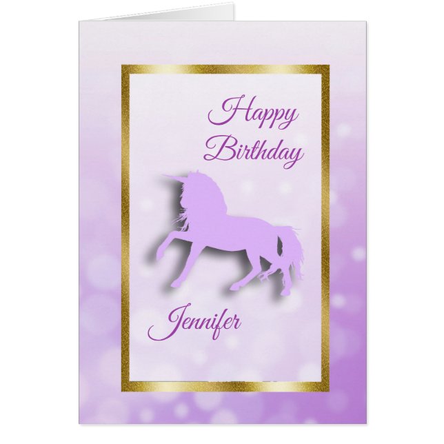 Happy Birthday Girl's Unicorn Personalisiert Card (Vorne)