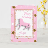 Happy Birthday Girl's Unicorn Personalisiert Card Karte (Gelbe Blume)