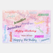 Happy Birthday Girly Individuelle Name Pink Geschenkpapier Set (Vorderseite)