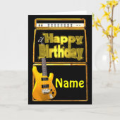 Happy Birthday Gitarren mit dem Zusatz Name Karte (Gelbe Blume)