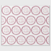 Happy Birthday Glamour Pink Glitzer und Diamonds Geschenkpapier (Flach)