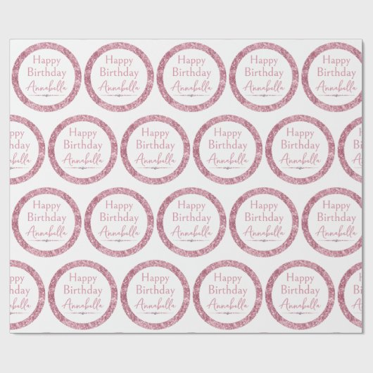 Happy Birthday Glamour Pink Glitzer und Diamonds Geschenkpapier (Flach)