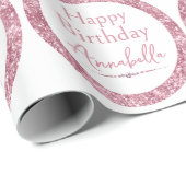 Happy Birthday Glamour Pink Glitzer und Diamonds Geschenkpapier (Rolleneckpunkt)