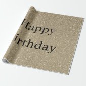 Happy Birthday Glitter Gold Schwarz Golden Funkeln Geschenkpapier (Ungerollt)